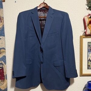 Gino Valentino‎ Milano men 46L Zegna wool silk Super 150s Blue Blazer Sport Coat